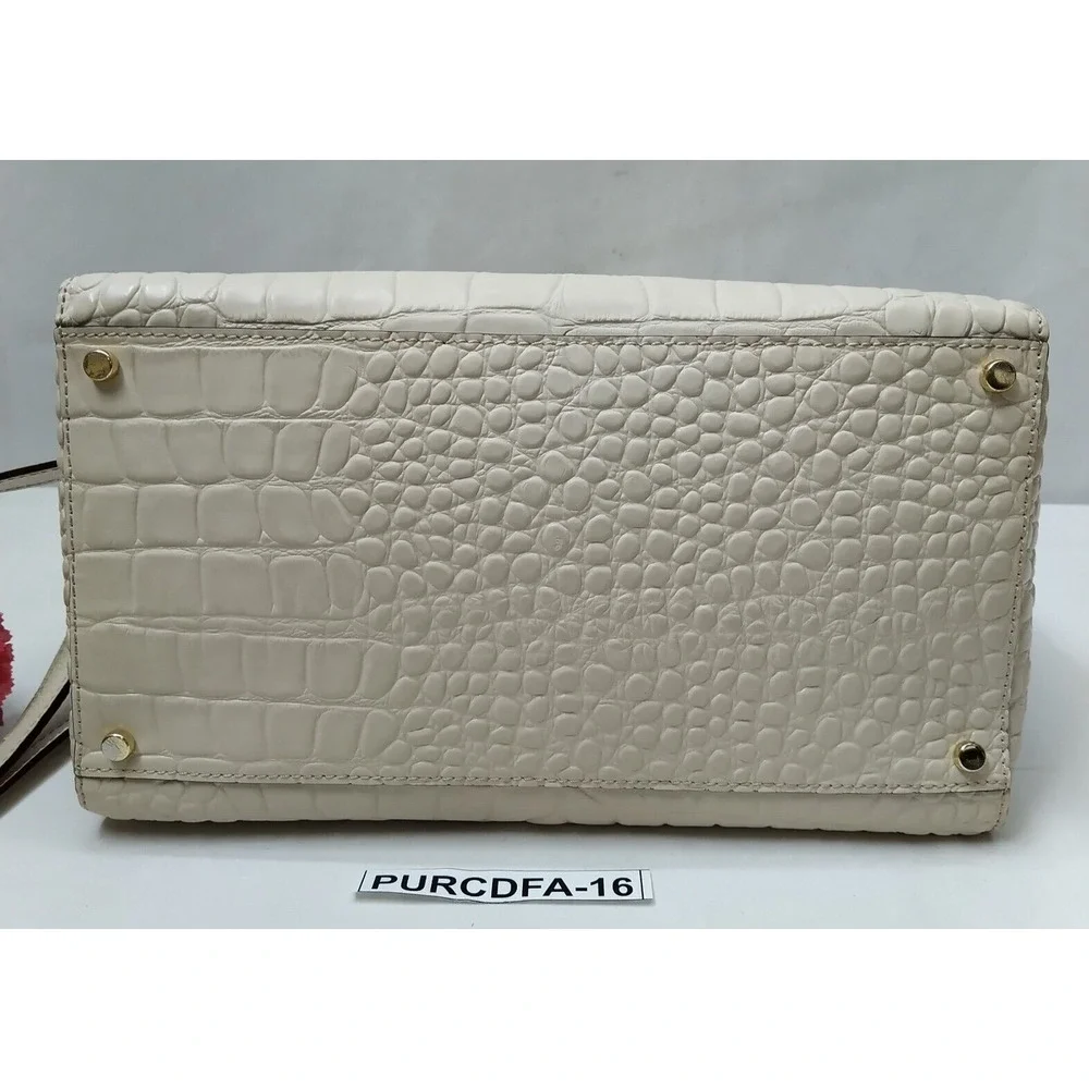 Kate Spade New York Ivory Leather Crocodile Embossed Top Handle Satchel Bag